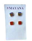 Beaded Handwoven Tulip Stud Pack (Cream/Tan)