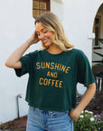 SUNSHINE AND COFFEE Cropped Mineral Washed Graphic Top
