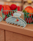 BLUE GINGHAM STRAWBERRY CHARM CLAW