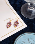 Beaded Handwoven Astoria Drop Earrings (Cherry/Lilac)