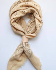 Oatmeal Classic Print Naturally Raw Silk Bandana -black ink