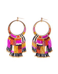 Beaded Handwoven Painted Desert Fringe Earrings (Aqua/Rust)