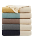 Cashmere-Like 50x60" Fringed Throw Blanket: Yellow