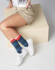 Fillmore Blue Striped Crew Length Unisex Socks