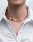 Handwoven Miyuki and Pearl Layering Necklace (Green/Brown)