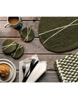 Striato Felt Wool Coasters Set of 4 - Olive Branch