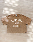 SUNSHINE AND COFFEE Cropped Mineral Washed Graphic Top