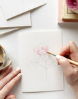 Garden flowers paintable watercolor notecard set