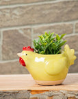 Sm Ylw Chicken Planter-5"L