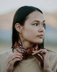 Terracotta Botanical Print Naturally Dyed Bandana (white)