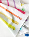 Rainbow Stripe Hand-painted Tea Towel