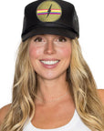 Electric Rainbow Trucker Hat in Black