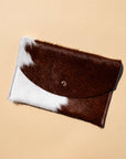 Envelope Pouch - Brown + White Hair on Hide