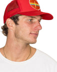 Electric Rainbow Trucker Hat Red