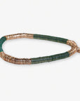 Grace Two Color Block Stretch Bracelet Emerald and Gold Wholesale