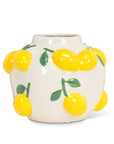 Large Round Vase with Lemons-7"H