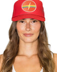 Electric Rainbow Trucker Hat Red