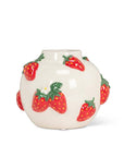 Small Round Vase with Strawberries-5"H
