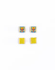 Beaded Handwoven Tulip Stud Pack (Cream/Tan)