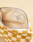 Mustard Checkered Cosmetic Bag
