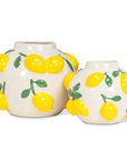 Large Round Vase with Lemons-7"H