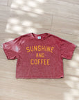 SUNSHINE AND COFFEE Cropped Mineral Washed Graphic Top