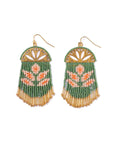 Beaded Handwoven Lotus Fringe Earrings (Mustard)