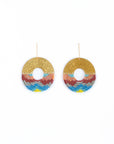 Beaded Handwoven Organic Circular Fringe Earrings (Blue)