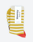 Eureka Striped Unisex Crew Socks in Yellow, White, Red