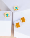 Beaded Handwoven Tulip Stud Pack (Cream/Tan)