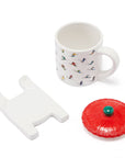 Ceramic Skiing Mug with Lid and Skis Coaster by GUTE - Cute