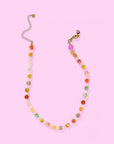 Beaded Necklace - Multi-Colored + Light Pink Beads - Sloan