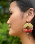 Beaded Handwoven Organic Circular Fringe Earrings (Lilac)
