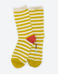 Eureka Striped Unisex Crew Socks in Yellow, White, Red