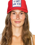 C'est La Vie Trucker Hat in Red