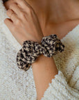 Brown Houndstooth Oversized Scrunchie