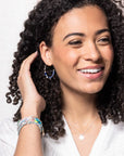 Stone Disc Hoop Earring - African Turquoise/Gold