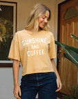 SUNSHINE AND COFFEE Cropped Mineral Washed Graphic Top