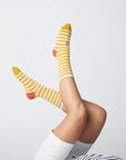 Eureka Striped Unisex Crew Socks in Yellow, White, Red