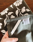 Organic Cotton Tea Towel Kitchen Accessories Floral on Olive