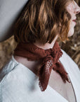Terracotta Botanical Print Naturally Dyed Bandana (white)