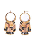 Beaded Handwoven Painted Desert Fringe Earrings (Aqua/Rust)