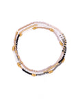 Set/3 Miyuki Beaded Stretch Bracelets (Black/Pink/White)