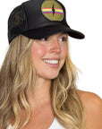 Electric Rainbow Trucker Hat in Black