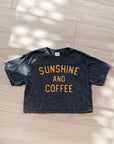 SUNSHINE AND COFFEE Cropped Mineral Washed Graphic Top