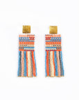 Beaded Handwoven Striped Knit Fringe Earrings (Sweet Escape)