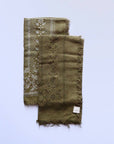 Olive Green Classic print Naturally Dyed Bandana (White ink)