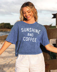 SUNSHINE AND COFFEE Cropped Mineral Washed Graphic Top