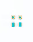 Beaded Handwoven Tulip Stud Pack (Cream/Tan)