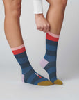 Fillmore Blue Striped Crew Length Unisex Socks